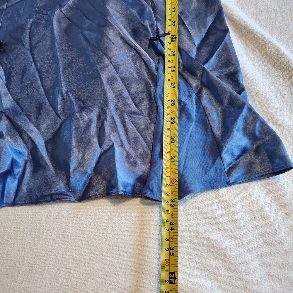 Womens Coquette Satin Slip Dress Size M Blue Lace Trim Babydoll Y2K Fairycore - Picture 6 of 11